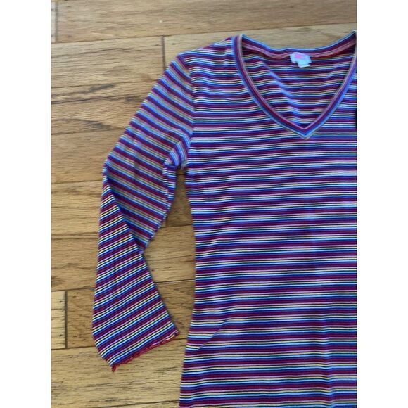 Juicy Couture womens retro Rainbow Striped Body-Con v-neck midi dress size small - Picture 3 of 10